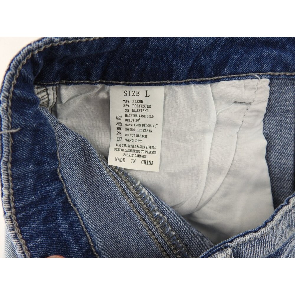 Gobles Denim Mini Skirt Light Wash Distressed Raw Hem High Rise Size Large - Picture 5 of 7